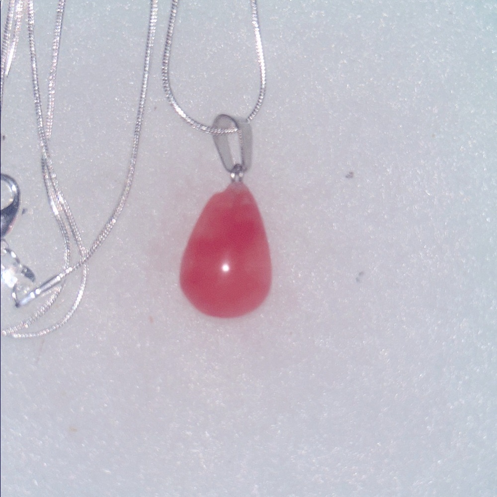 Boho hippie Cherry Quartz Crystal Sterling Silver 30” Necklace